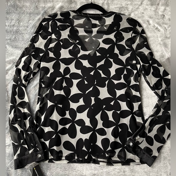 INC International Concepts 2-piece Blouse with Cami in Black and White - Picture 7 of 8